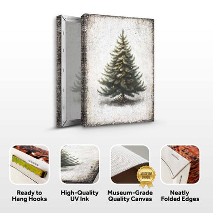 Vintage Pine Tree Christmas Wall Art canvas by Tailored Canvases featuring a green pine tree on Tampa Home & Garden Store