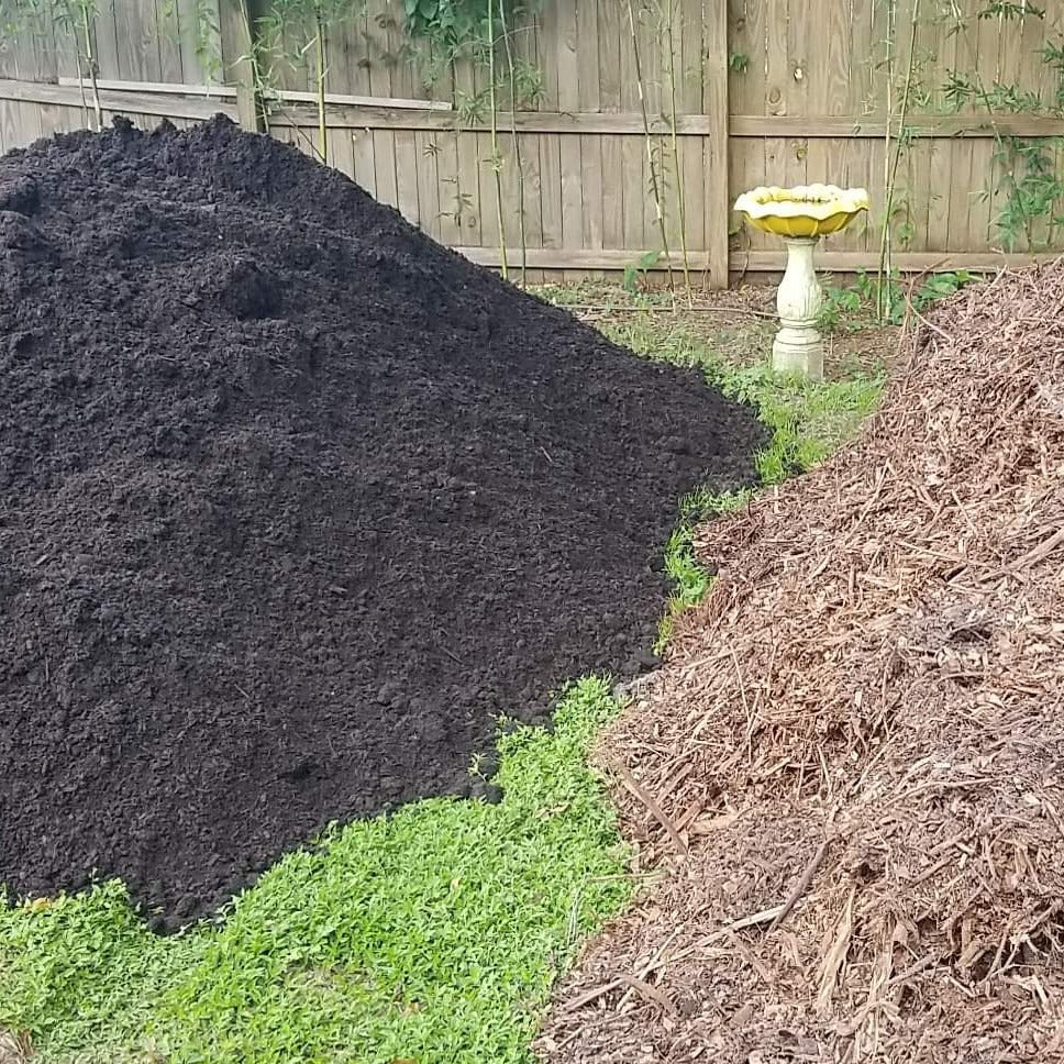bulk mulch and soil delivered at the same time in one truck saves money on delivery fee.
