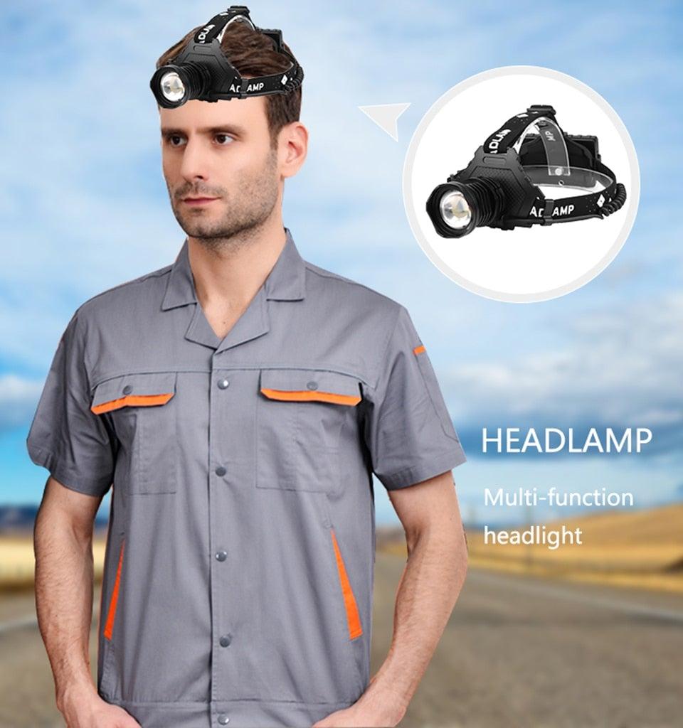 Stevvex rechargeable adjustable XHP160 LED headlamp with zoom for camping and hiking on Tampa Home & Garden Store