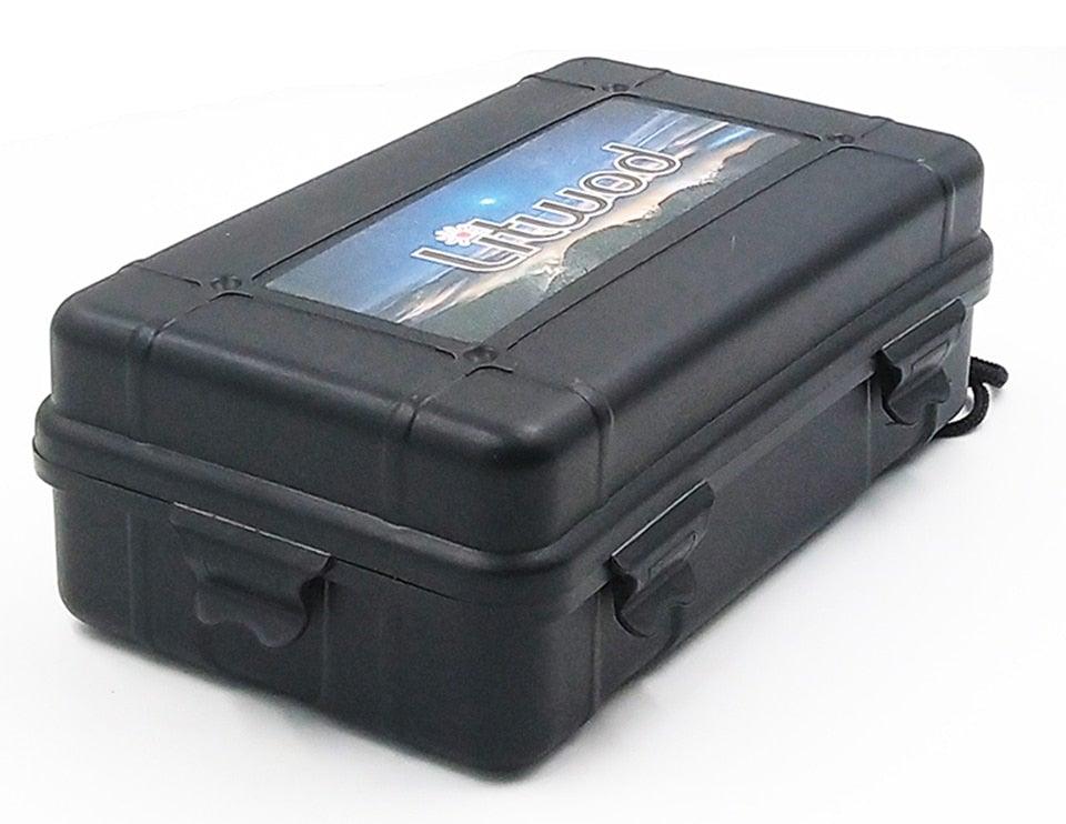 Stevvex black hard-shell case for camping headlamps with dual latches on Tampa Home & Garden Store