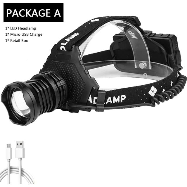 Stevvex ST4LMTT190S LED headlamp with zoomable XHP160 beam and black headband on Tampa Home & Garden Store