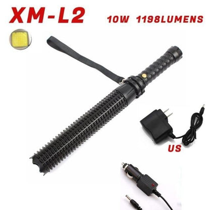 Stevvex XM-L2 10W LED flashlight with textured grip, 1198 lumens, zoomable, wall and car charger on Tampa Home & Garden Store