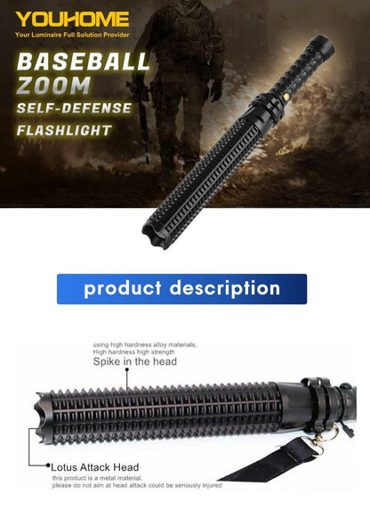 Stevvex rechargeable LED flashlight with zoomable head, waterproof tactical handheld with strap on Tampa Home & Garden Store