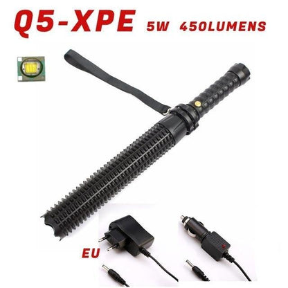 Rechargeable LED flashlight Stevvex Q5-XPE black aluminum, 5W 450 lumens, zoomable, waterproof on Tampa Home & Garden Store