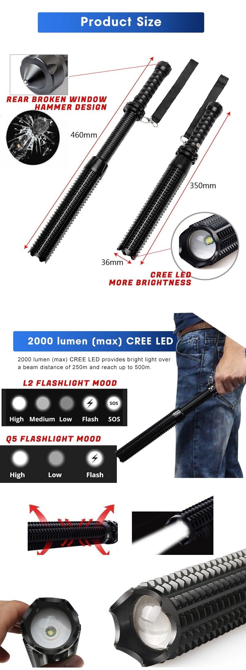 Stevvex LED flashlight set, two black handheld zoomable flashlights with 2000 lumen Cree LED on Tampa Home & Garden Store
