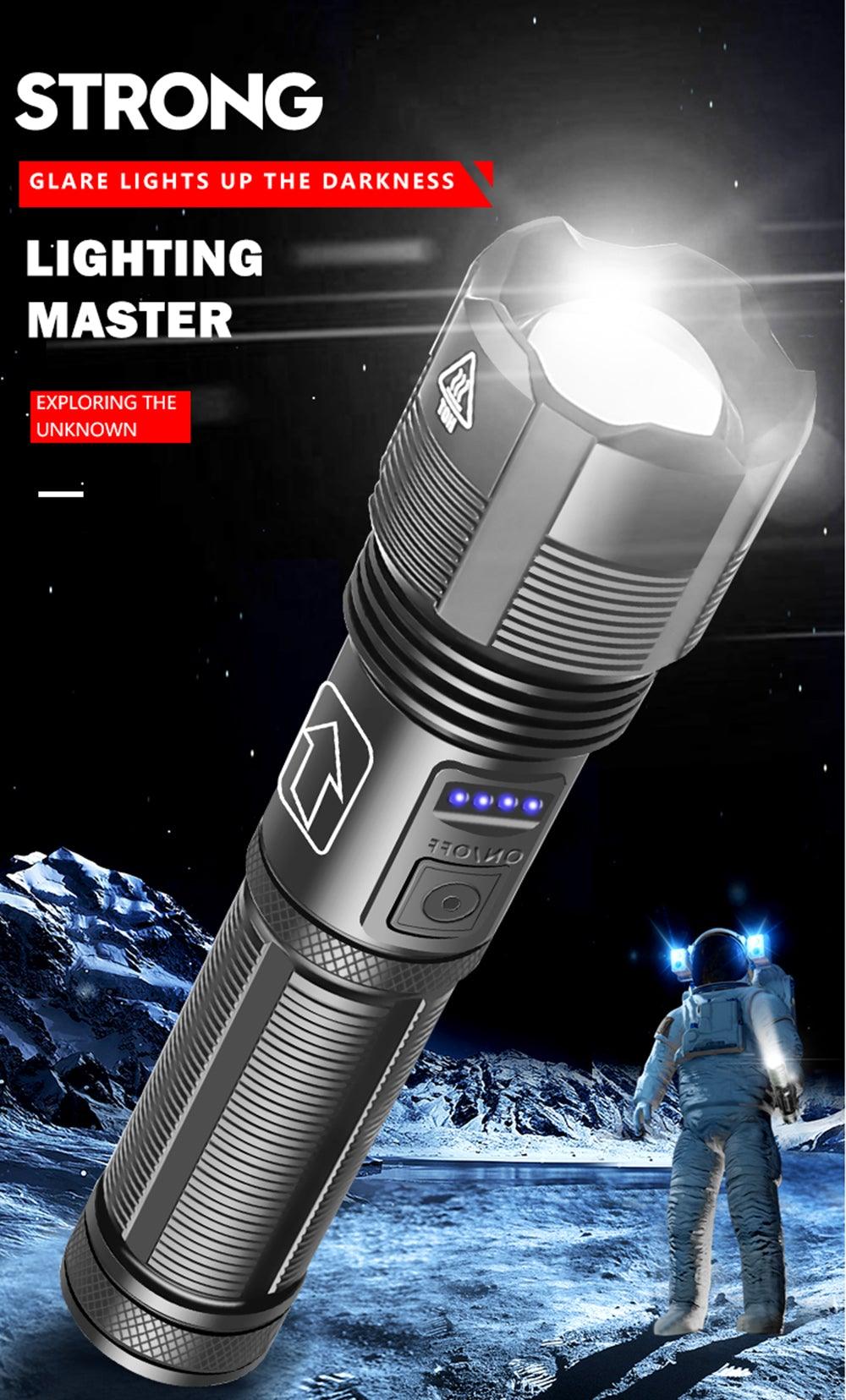 Stevvex ST4LMAQK100 flashlight with battery display, 5 modes, waterproof, adjustable beam on Tampa Home & Garden Store