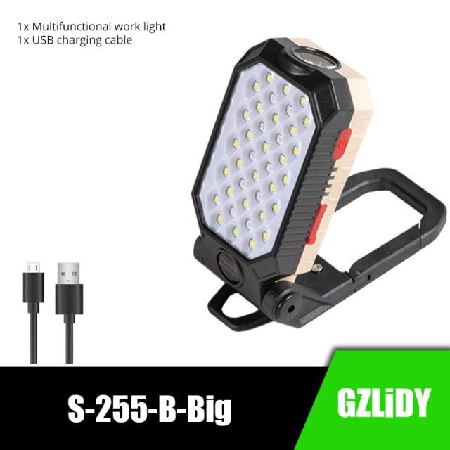 Rechargeable USB LED work light by Stevvex with LCD display, COB panel, USB cable on Tampa Home & Garden Store