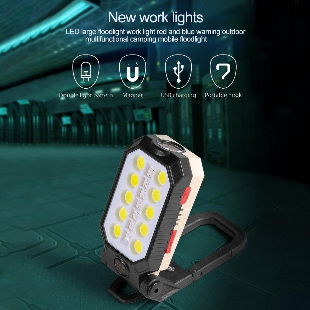 Rechargeable USB LED portable work light with LCD display and COB LED panel on Tampa Home & Garden Store