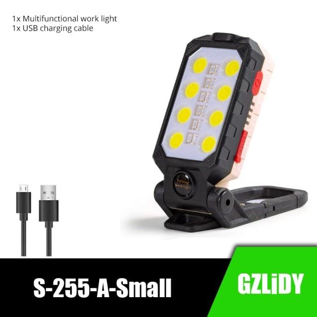 Stevvex USB LED work light with LCD display, COB LEDs, adjustable stand on Tampa Home & Garden Store