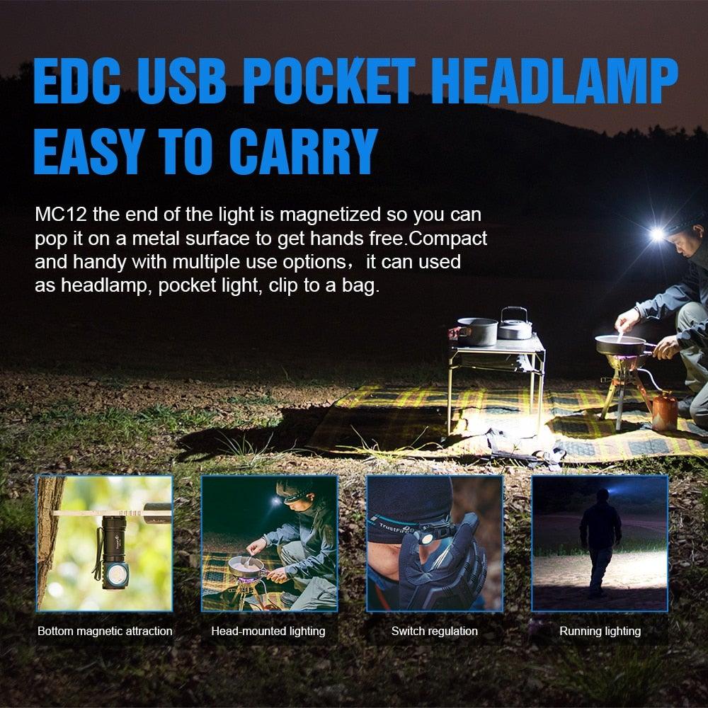 Stevvex rechargeable headlamp with magnetic pocket clip, CREE XP-L HI, water and impact resistant on Tampa Home & Garden Store