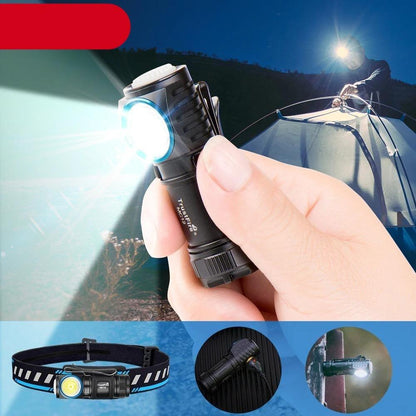 Stevvex black rechargeable LED headlamp with bright beam in camping scene on Tampa Home & Garden Store
