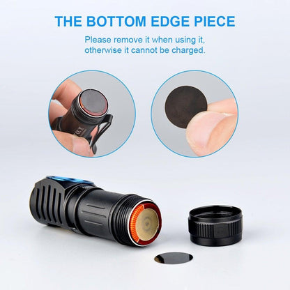 Stevvex rechargeable LED flashlight with CREE XP-L HI, black body, red bezel, magnetic tailcap on Tampa Home & Garden Store