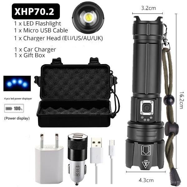 Stevvex rechargeable LED flashlight with USB, adjustable zoom; kit includes carry case on Tampa Home & Garden Store