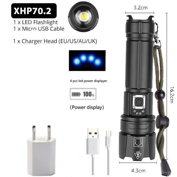 Stevvex rechargeable LED flashlight torch with zoomable head USB charging cable included on Tampa Home & Garden Store