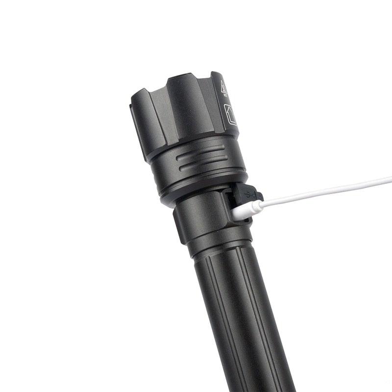 Stevvex USB rechargeable LED flashlight with high lumen, adjustable zoom, water resistant on Tampa Home & Garden Store