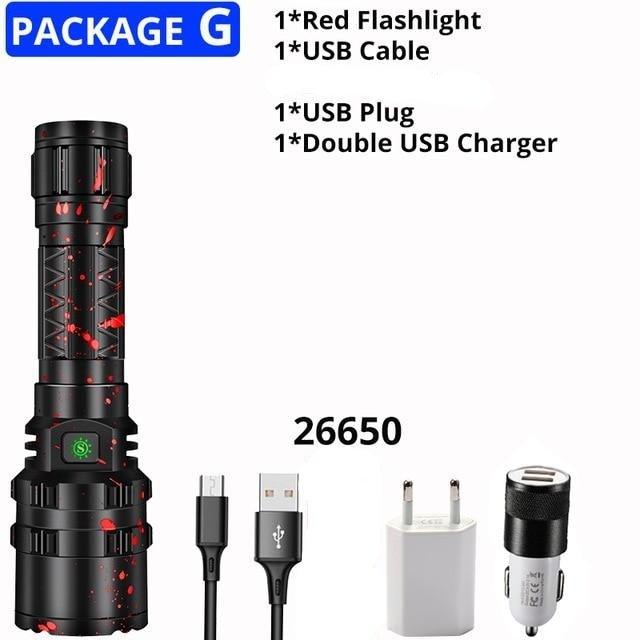 Rechargeable LED Tactical Flashlight Stevvex with USB cable and charger on Tampa Store on Tampa Home & Garden Store