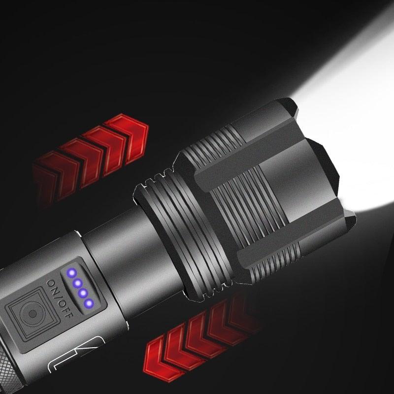 Stevvex rechargeable tactical flashlight USB LED zoomable handheld torch waterproof on Tampa Home & Garden Store