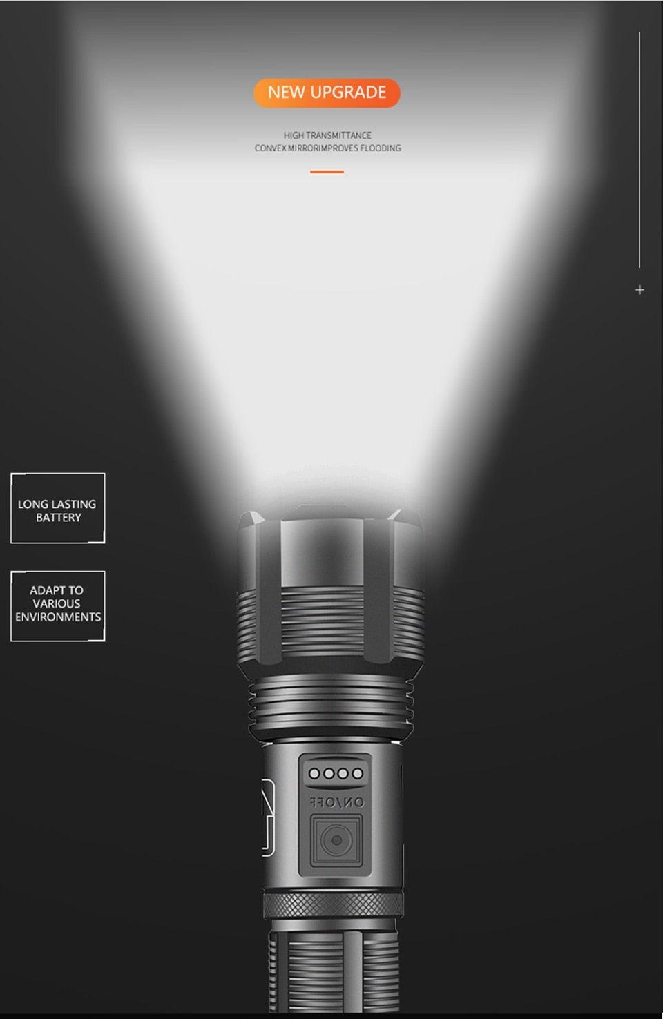 Stevvex rechargeable tactical flashlight USB LED zoomable torch waterproof handheld outdoor on Tampa Home & Garden Store