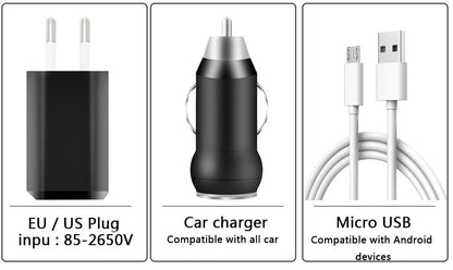 Stevvex ST4LMAPQ124 flashlight accessories: EU/US wall charger, car charger, micro USB cable on Tampa Home & Garden Store