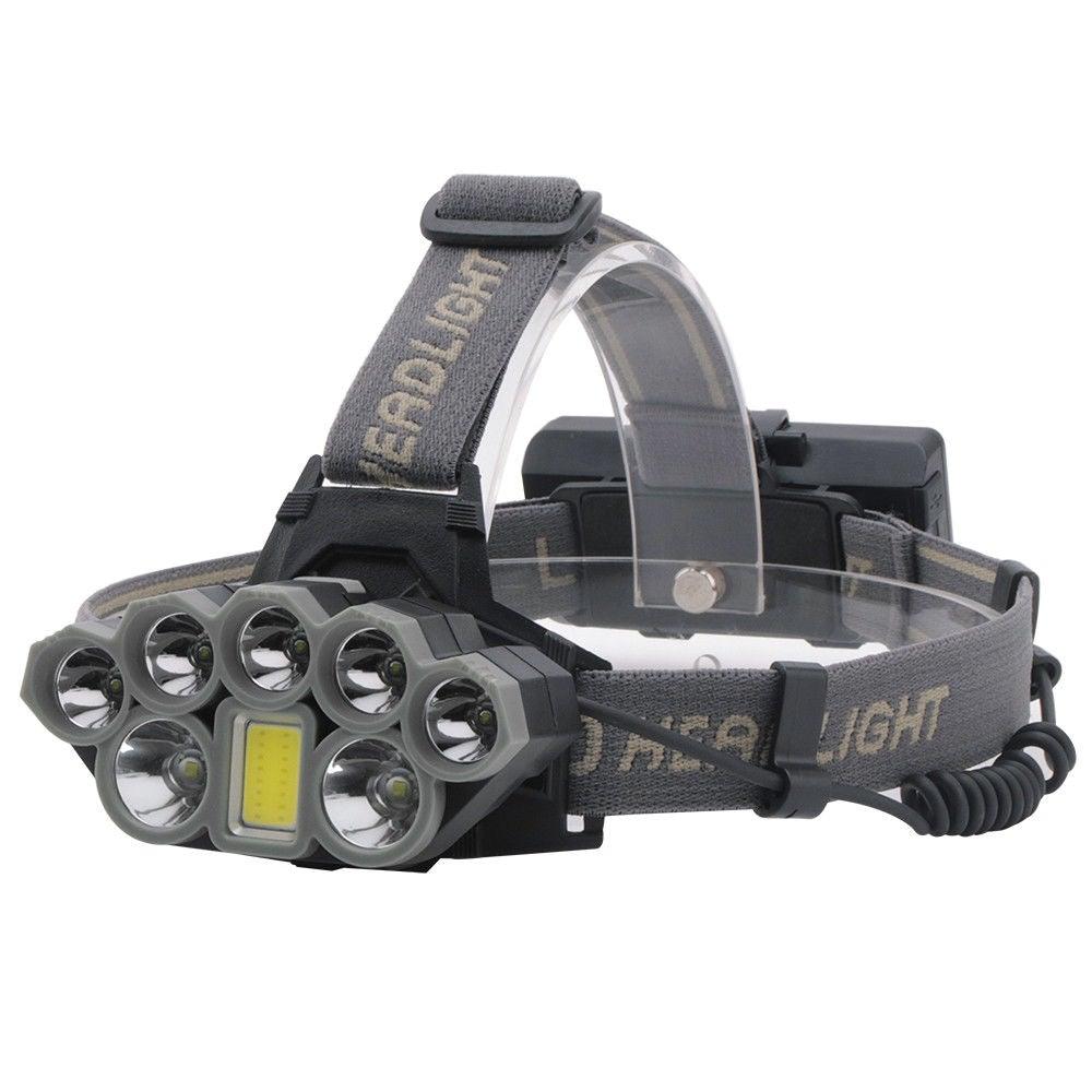 Stevvex 6-LED USB rechargeable headlamp, gray strap on Tampa Home & Garden Store