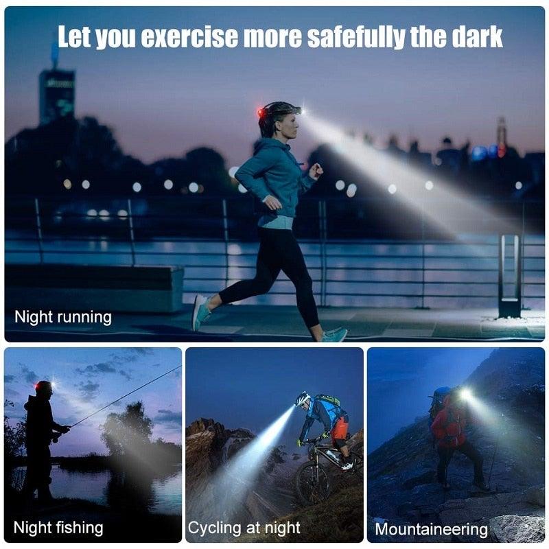 Stevvex LED headlamp, rechargeable ultra-bright, USB zoomable, waterproof for night running on Tampa Home & Garden Store