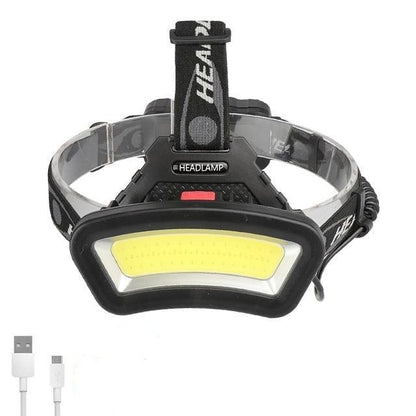 Stevvex rechargeable USB headlamp, black, 500m long-range floodlight, waterproof design on Tampa Home & Garden Store
