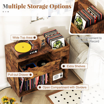 Mueble para tocadiscos con toma de corriente - Marrón rústico