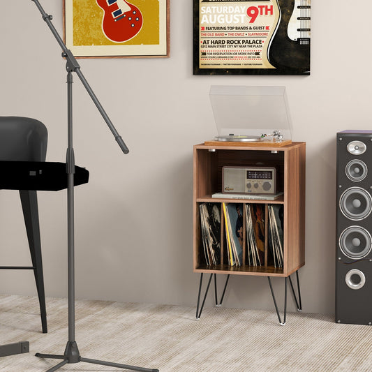 Mueble para tocadiscos con estación de carga para sala de estar o dormitorio - Marrón rústico