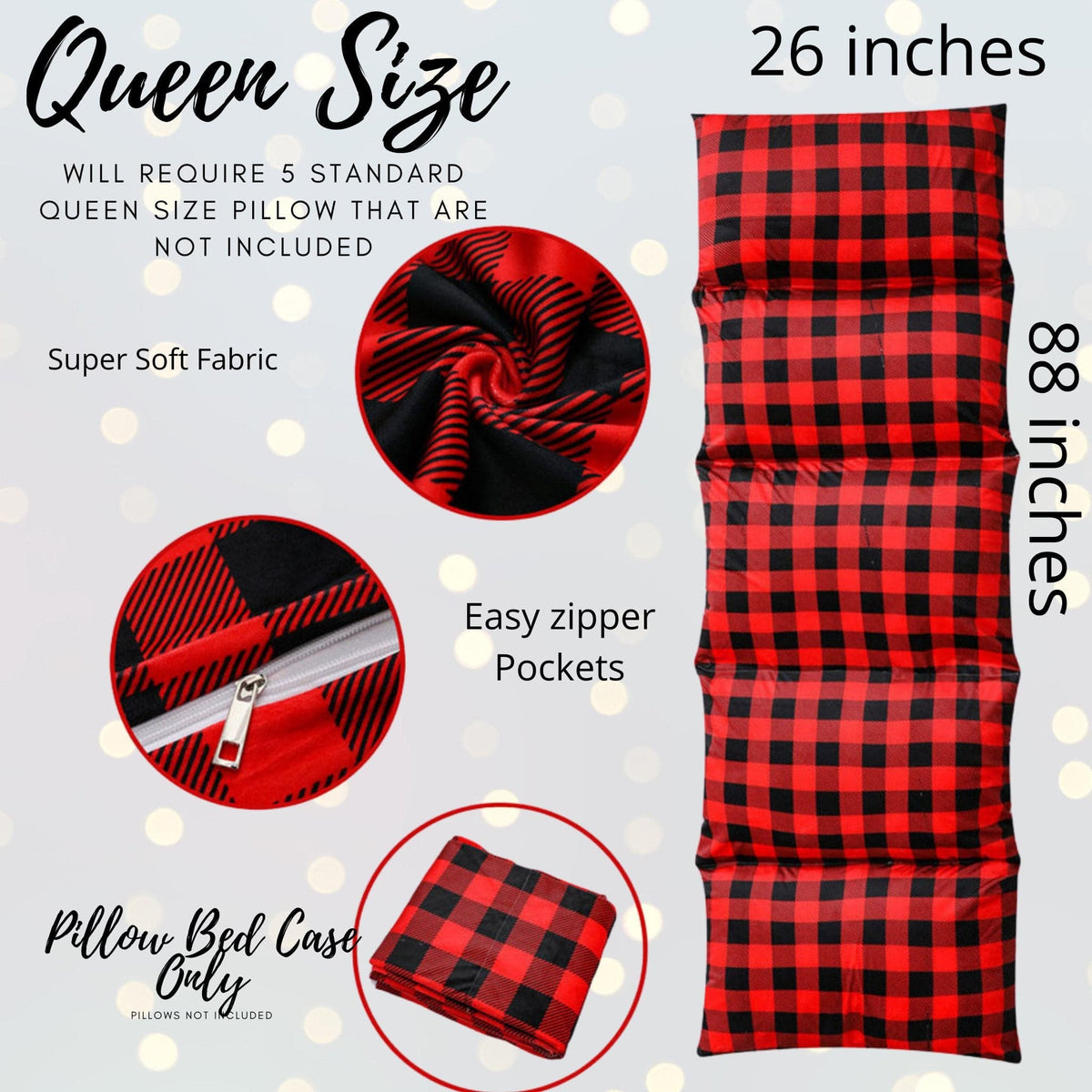 Red buffalo plaid teepee tent play set with zippered pockets by Chicky Chicky Bling Bling on Tampa Home & Garden Store