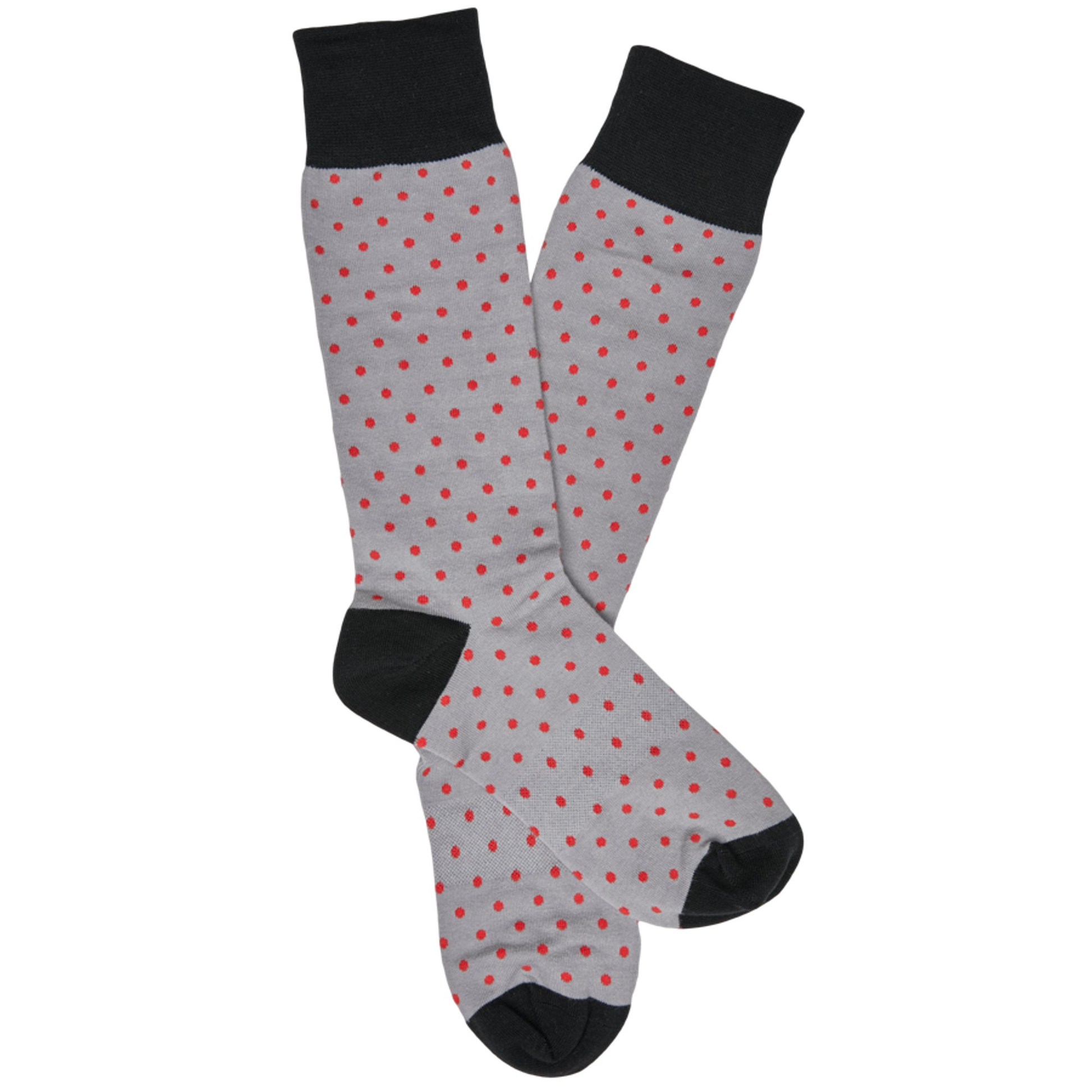 DeadSoxy red and black polka dot dress socks gray base with red dots black cuffs 2 of 4-pack on Tampa Home & Garden Store