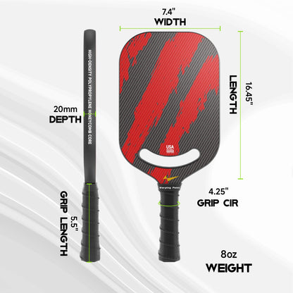 Ascent Pickleball Paddle Power by Warping Point with red/gray carbon fiber finish on Tampa Home & Garden Store