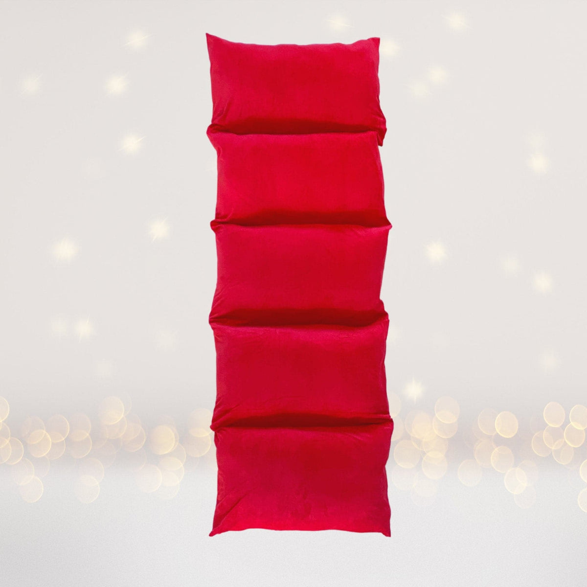Red kids floor lounger pillow bed, long rectangular cushion with soft fabric on white background on Tampa Home & Garden Store