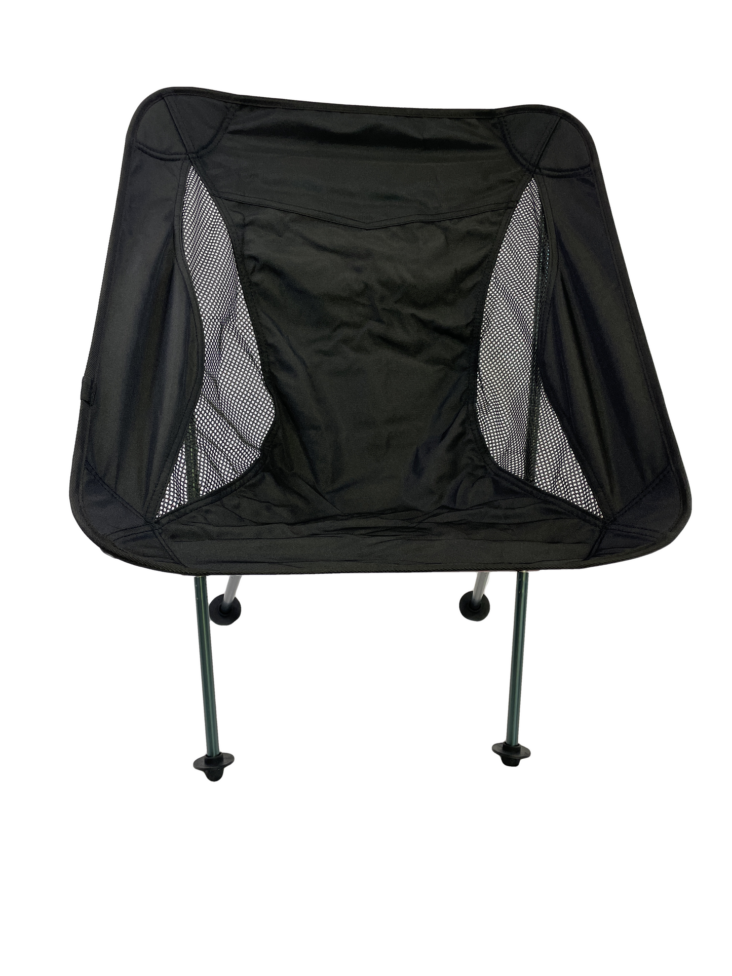 Foldable Camp Moon Chair black fabric with mesh side panels on sturdy legs on Tampa Home & Garden Store
