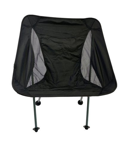 Foldable Camp Moon Chair black fabric with mesh side panels on sturdy legs on Tampa Home & Garden Store