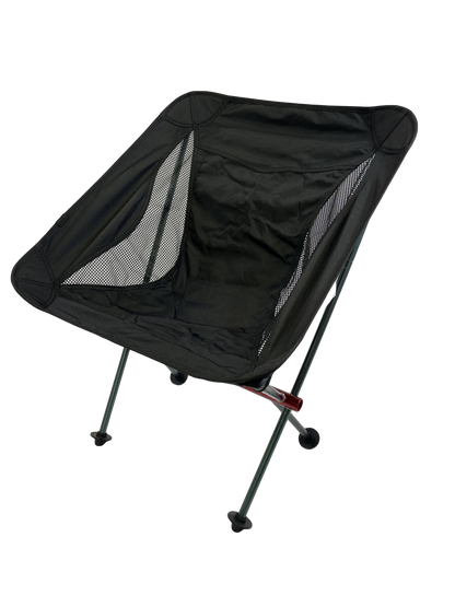 Foldable Camp Moon Chair with black fabric and mesh side panels, green frame on Tampa Home & Garden Store