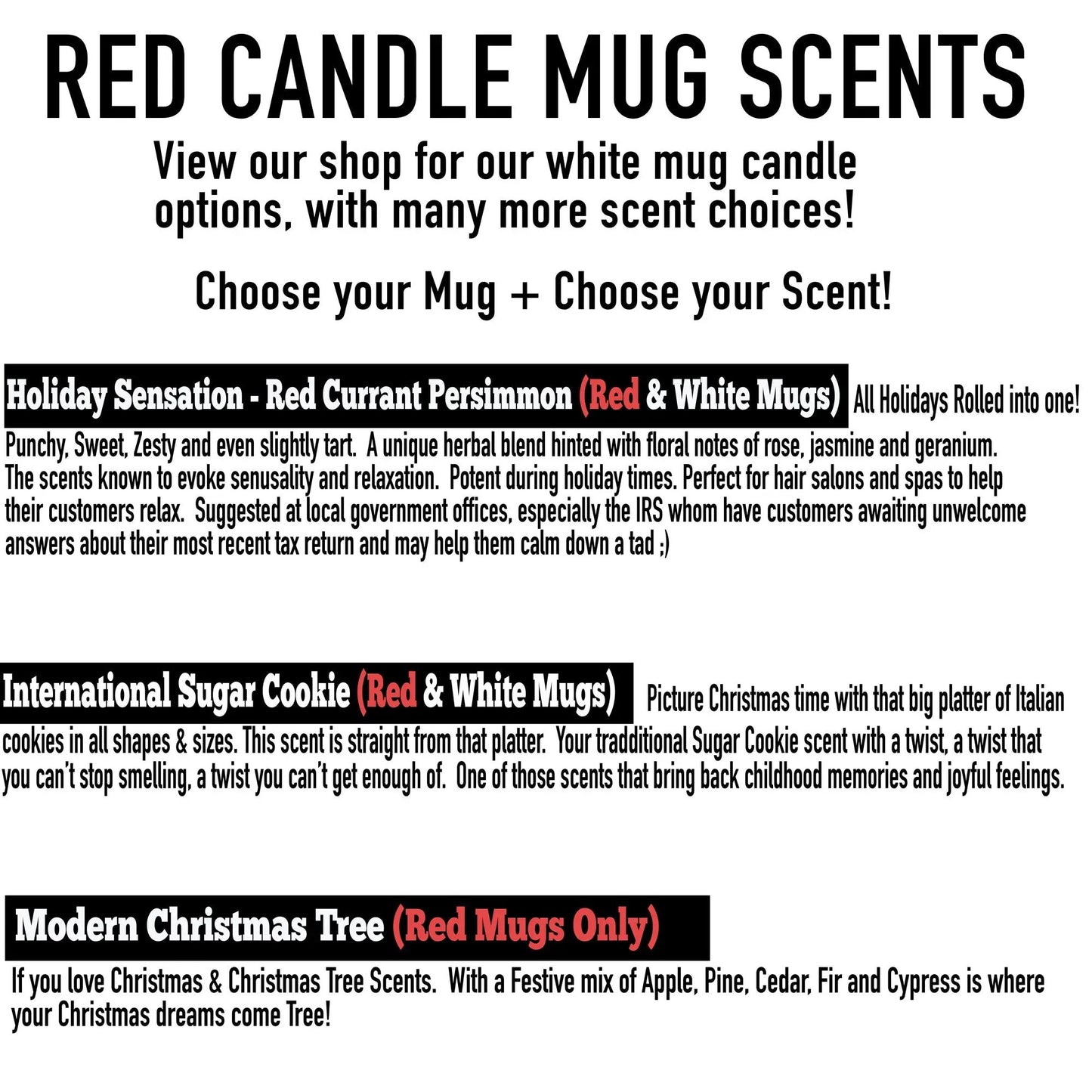 16oz Holiday Candle Mug in Red Metal Choose Scent