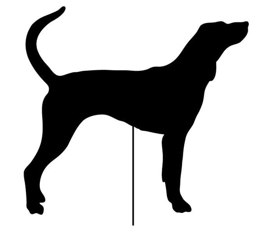 Red Tick Dog garden stake silhouette by Rustica Ornamentals, hound dog lawn ornament on Tampa Home & Garden Store