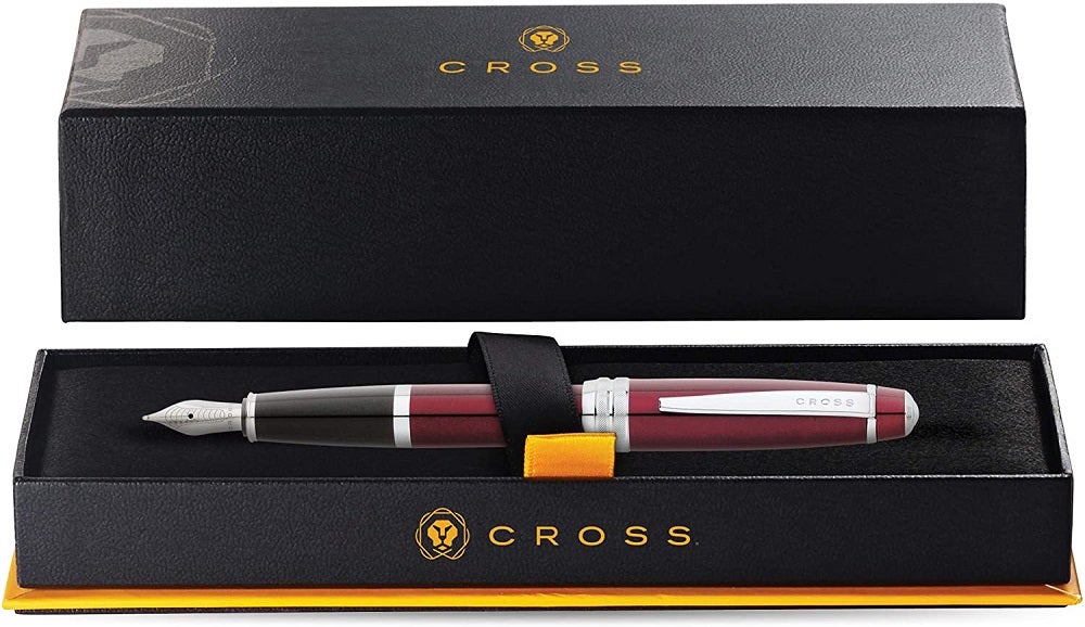 Bailey red lacquer stainless steel fountain pen with a medium nib by Cross on Tampa Home & Garden Store