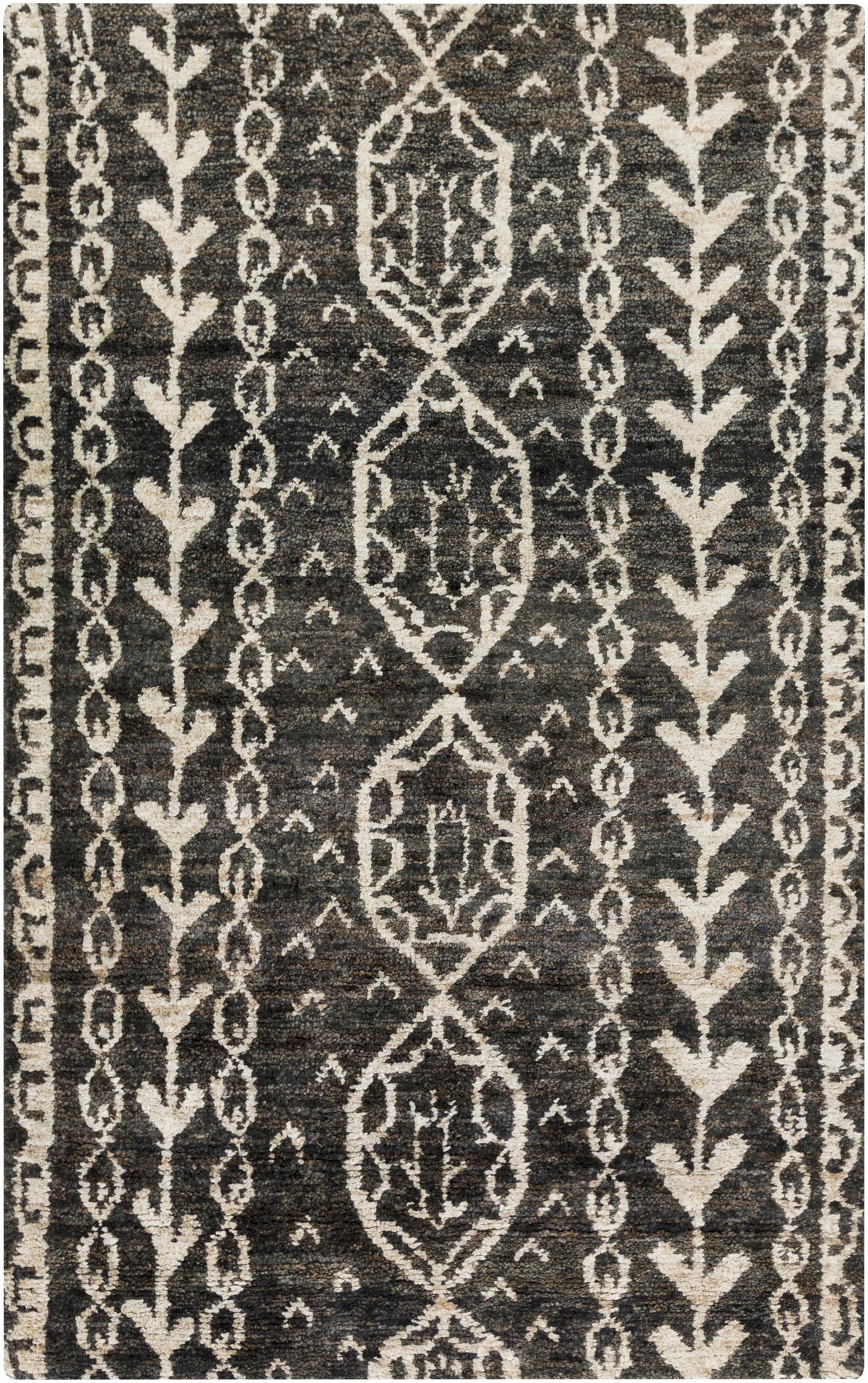 Redondo Premium Hand Knotted Jute Carpet charcoal ivory medallion pattern Boutique Rugs on Tampa Home & Garden Store
