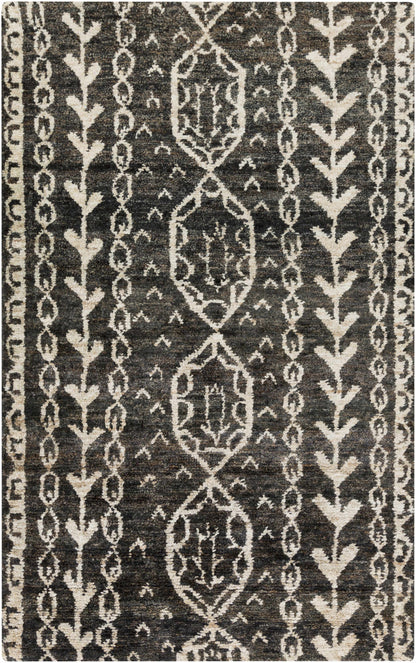 Redondo Premium Hand Knotted Jute Carpet charcoal ivory medallion pattern Boutique Rugs on Tampa Home & Garden Store