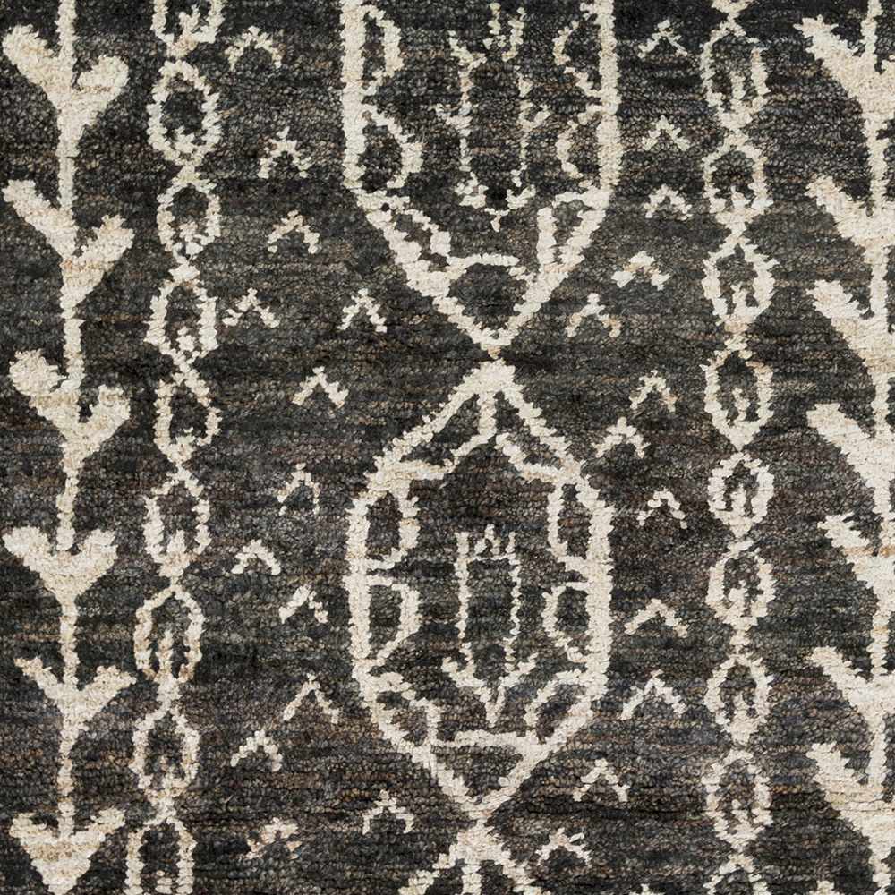 Redondo Premium Hand Knotted Jute Carpet dark gray with ivory geometric pattern on Tampa Home & Garden Store