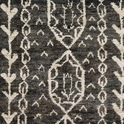 Redondo Premium Hand Knotted Jute Carpet dark gray with ivory geometric pattern on Tampa Home & Garden Store