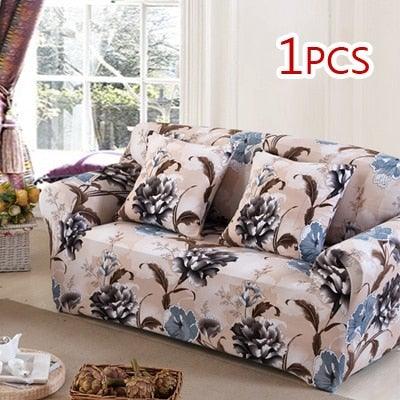 Stevvex slipcover loveseat cover with beige floral print and blue-gray flowers, elastic stretch on Tampa Home & Garden Store