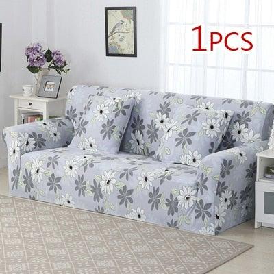 Stevvex floral sofa slipcover for loveseat, elastic, washable light blue/gray fabric on Tampa Home & Garden Store