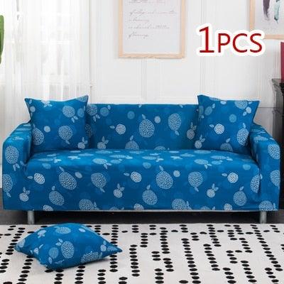Stevvex blue 1-piece slipcover for loveseat with elastic stretch fabric and matching cushions on Tampa Home & Garden Store