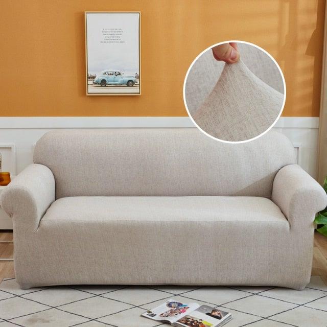 Stevvex loveseat slipcover in light beige elastic fabric washable furniture protector on Tampa Home & Garden Store