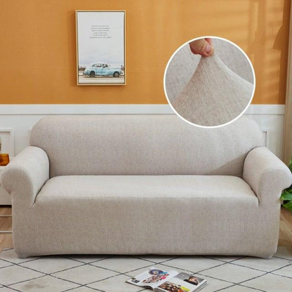 Stevvex loveseat slipcover in light beige elastic fabric washable furniture protector on Tampa Home & Garden Store