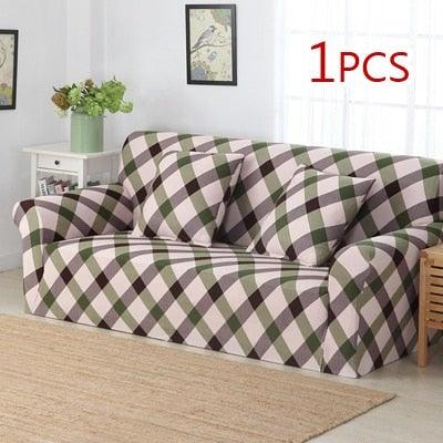 Stevvex slipcover sofa cover one-piece plaid for loveseat elastic washable protector on Tampa Home & Garden Store