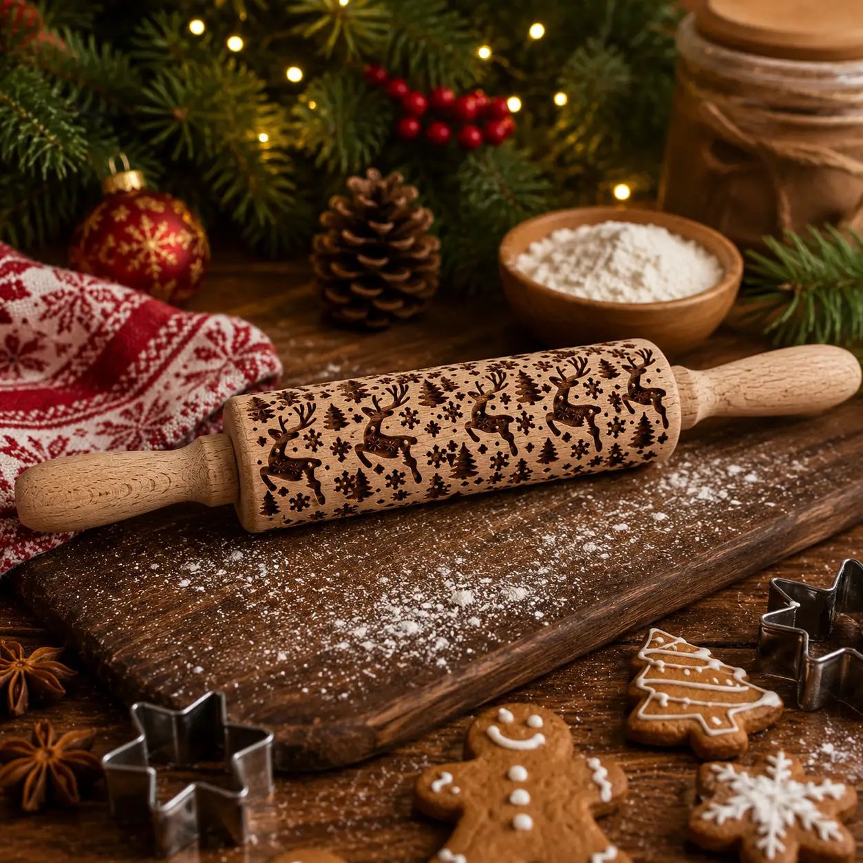 Christmas Rolling Pin Set In 10 Styles Varieties