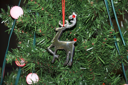 Vibhsa handmade Christmas ornaments set of 3 metal reindeer with red ruby eyes on Tampa Home & Garden Store